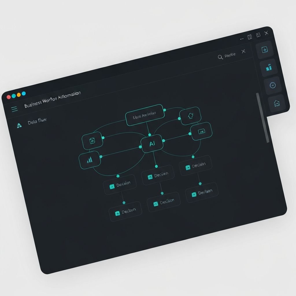AI workflow automation showing connected process nodes